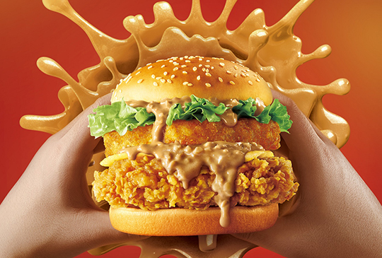 【肯德基KFC】激發你的邪餓魂!「花生熔岩咔啦雞腿堡」增量42％花生醬新上市!