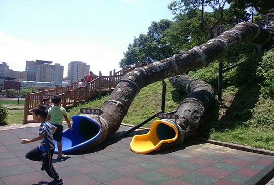 樹洞溜滑梯+磨石戲水池   錦和運動公園媲美遊樂園