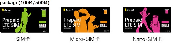 So Net 『Prepaid LTE SIM』包裝外觀示意圖
