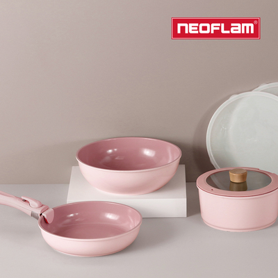 Midas Plus陶瓷塗層鍋7件組-粉紅色(IH爐適用、不挑爐)