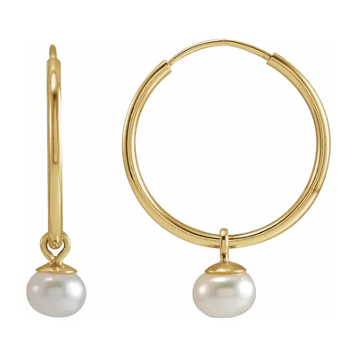 【美國302】14K金 珍珠圈型耳環 15mm |訂製款